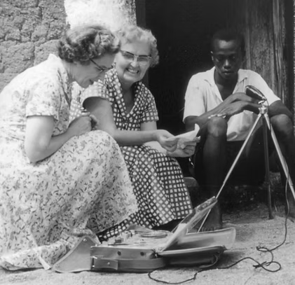 Recordings and portable phonographs in the early decades of the work.